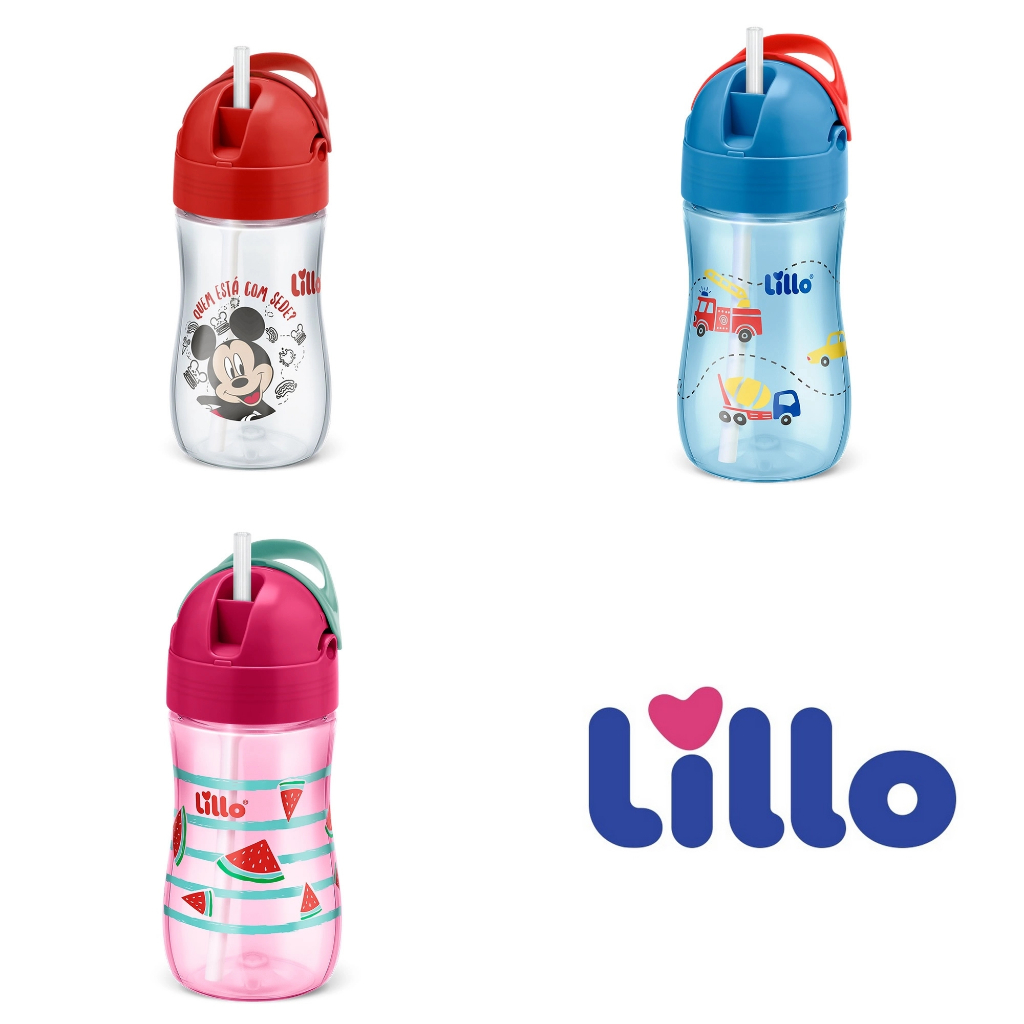 Copo Lillo Evolution com Canudo e Tampa Retrátil 12 Meses 300ml