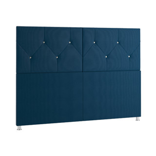 Cabeceira Estofada para Cama Casal/Queen com Pés e Botões Strass Cristal - BERLIM