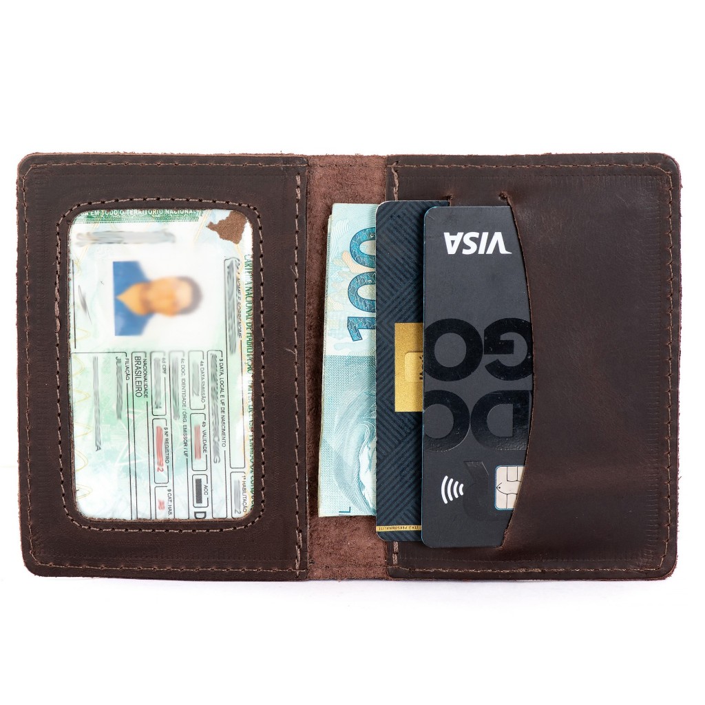 Porta Cartão Masculino Pequeno Em Couro Legitimo Slim Cedulas Cnh em Oferta na Shopee