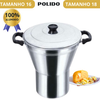 Cuscuzeiro N16/N18 Alumínio Faz Cuscuz Nordestino Médio/Grande Reforçado Alumínio Cozi Vapor Fogo Fogão Polido
