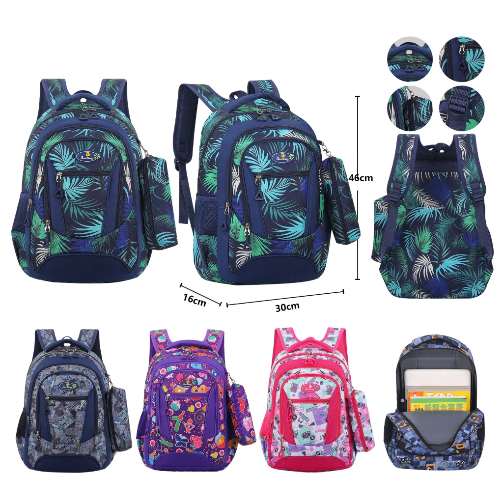 Mochila Escolar Passeio Menina e Menino Adolescente Capacidade Grande kit Com Estojo Qualidade Premium 18-1 em Oferta na Shopee