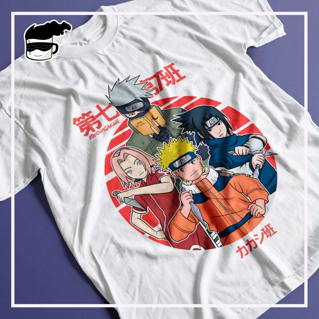 Camisa Naruto Unissex Anime Time 7 Kakashi Sasuke Sakura