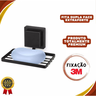 Saboneteira FIXAÇÃO 3M Banheiro Suporte Parede Banheiro Porta Sabonete Preto Arthi