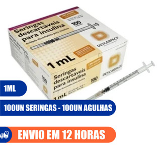 Seringa de Insulina 1ml Com Agulha 13x0,45 100un Luer Slip Descarpack