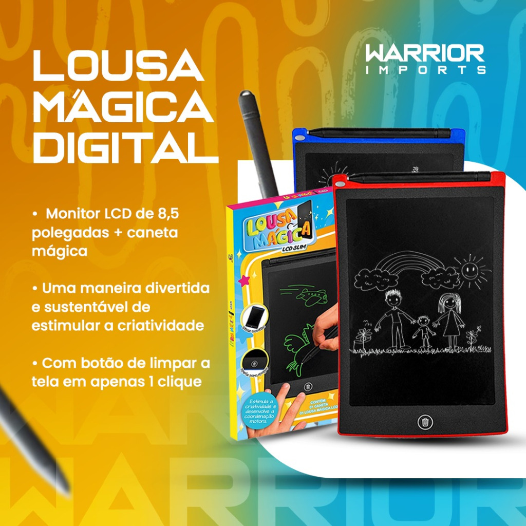 Lousa Digital Mágica Infantil polegadas 8,5 Lcd de Desenhar, Escrever e Pintar Tablet Desenhar