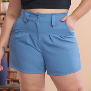 Kit 2 Short Feminino Plus Size Alfaiataria Meio coxa Moda Social Premium Grande