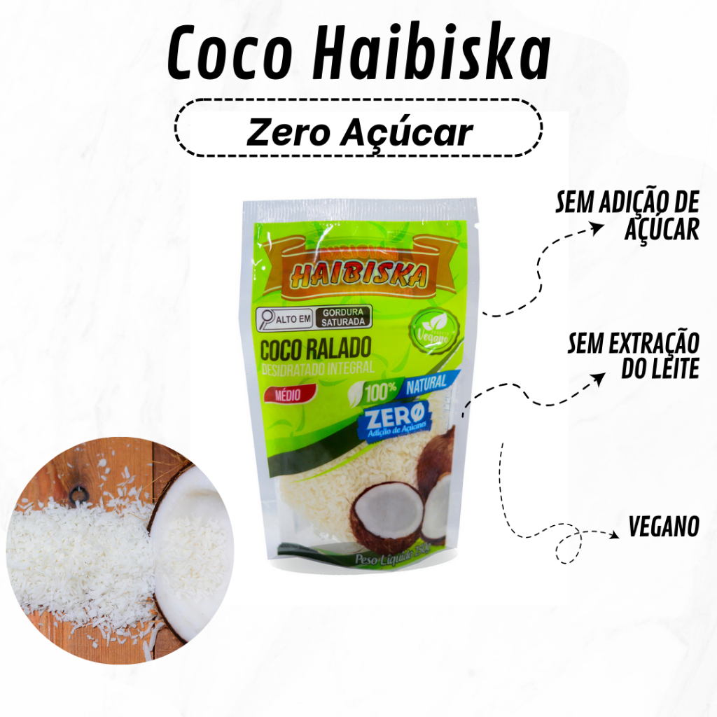 Coco ralado desidratado médio 150g Zero Açúcar ,sem adição de açúcar sem extracção do leite