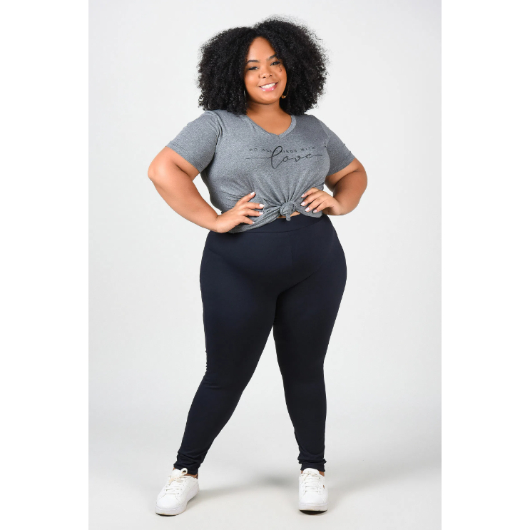 Calça Legging Plus Size Leg Suplex Grossa Zero Transparência Costura Reforçada Cintura Alta