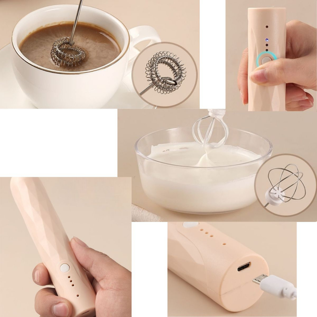 Mini Misturador Portátil Batedor USB Recarregável Ovo/Leite BM01-2022