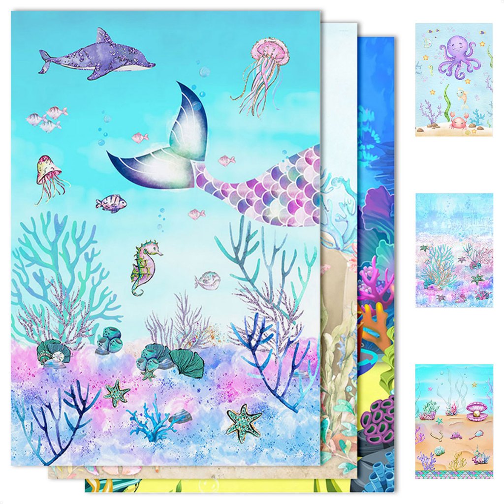Painel Festa Fundo Do Mar Retangular Vertical Lateral Sublimado Decoração Em Tecido 1,50x2,20m em Oferta na Shopee