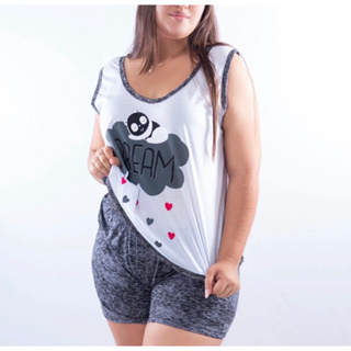 Baby Doll Plus Size Feminino Malha Pijama Verão Roupa de Dormir Short Doll Regata Confortável Traje para Dormir em Oferta na Shopee