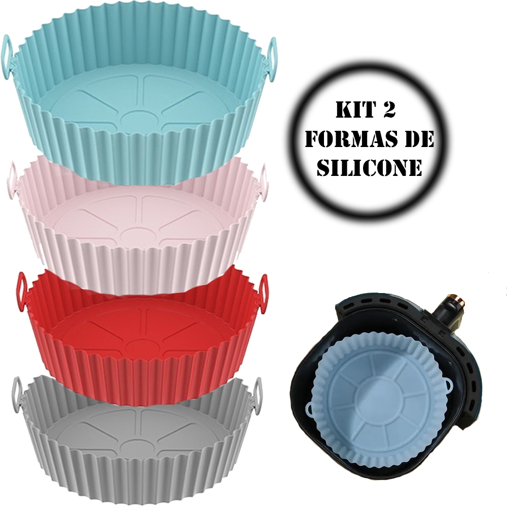 Jogo 2 Formas De Silicone Ant-Adereente Para Panela Eletrica Fritadeira Airfryer Cores Sortidas