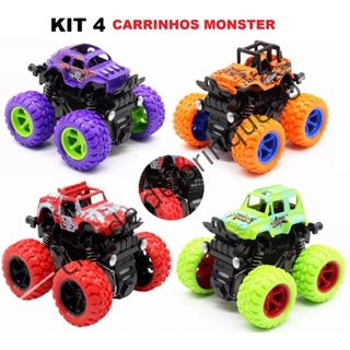 Um conjunto de quatro mini caminhonetes monster fricção e com , será enviado aleatoriamente. em Oferta na Shopee