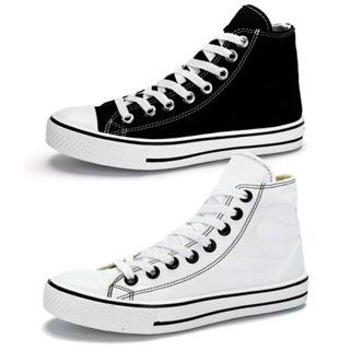 KIT 2 Pares de Tênis Feminino Cano Alto Star Feet Preto e Branco