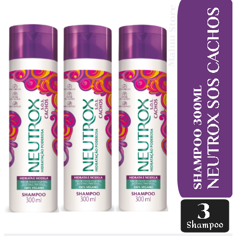 Kit C/3 Shampoo Neutrox SOS Cachos 300ml (03 Produtos)