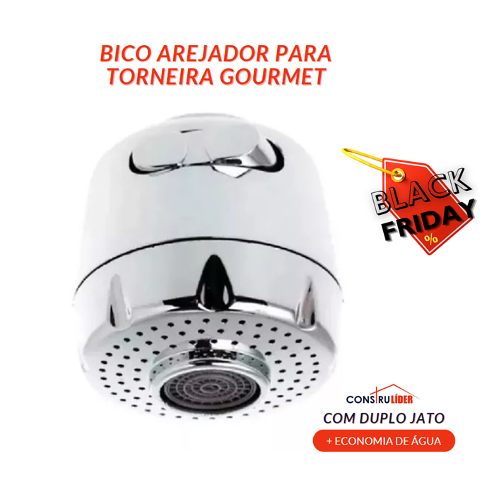 Bico Arejador de Torneira de Cozinha Gourmet Jato Duplo de água Chuveirinho Cromado ABS