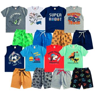 Kit Roupa Infantil Menino 8 Peças Verão Premium 1 ao 14 Conjunto Masculino Criança Envio Rápido