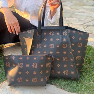 Bolsa com Carteira Kit 2 Peças Sacola Notebook Grande Espaçosa Reforçada