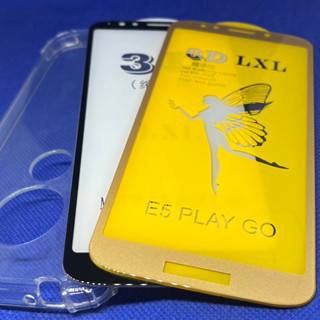 Kit 2 em 1 - Motorola Moto E5 Play ( XT1920-19 ) - Película de Vidro 3D Frontal ( Protetor de Tela ) e Capa Capinha Case Anti-Impacto em Silicone TPU Transparente
