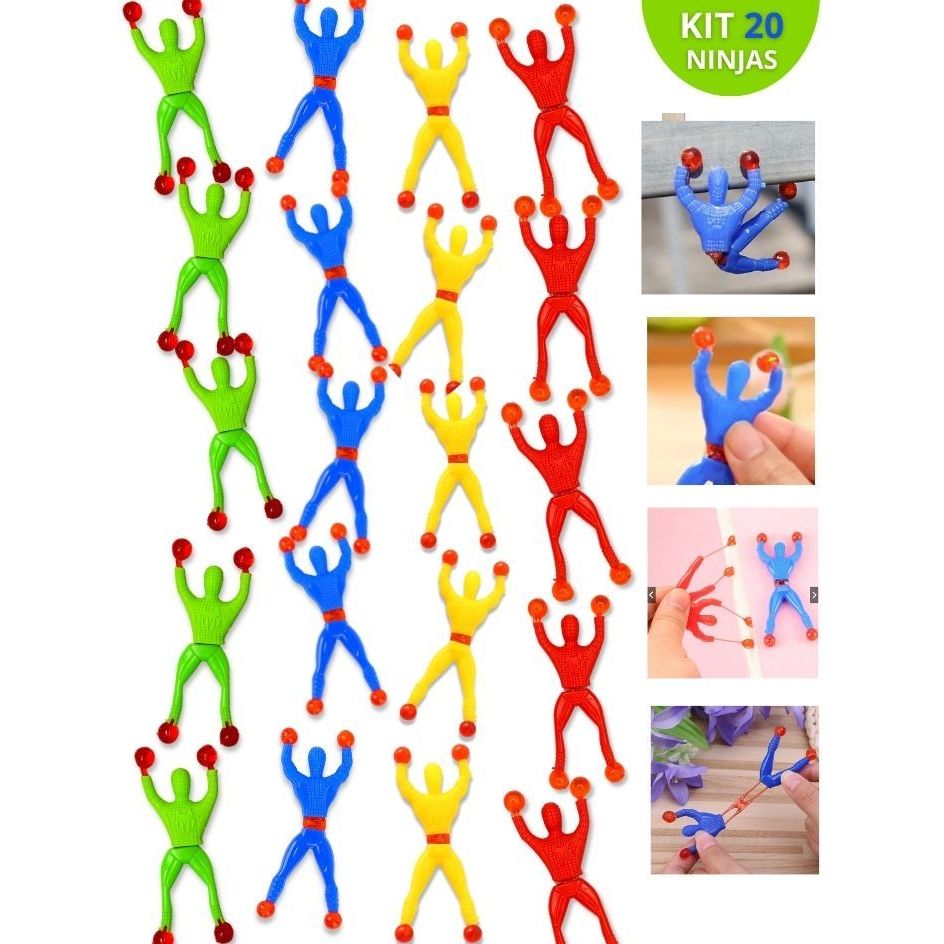 Kit 20 Bonecos que Gruda na Parede e Vidro Ninja Brinquedo - MP