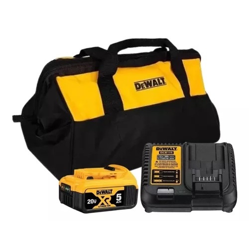 Kit Bateria 5ah + Carregador Bivolt E Bolsa Dewalt Dcb205 em Oferta na Shopee