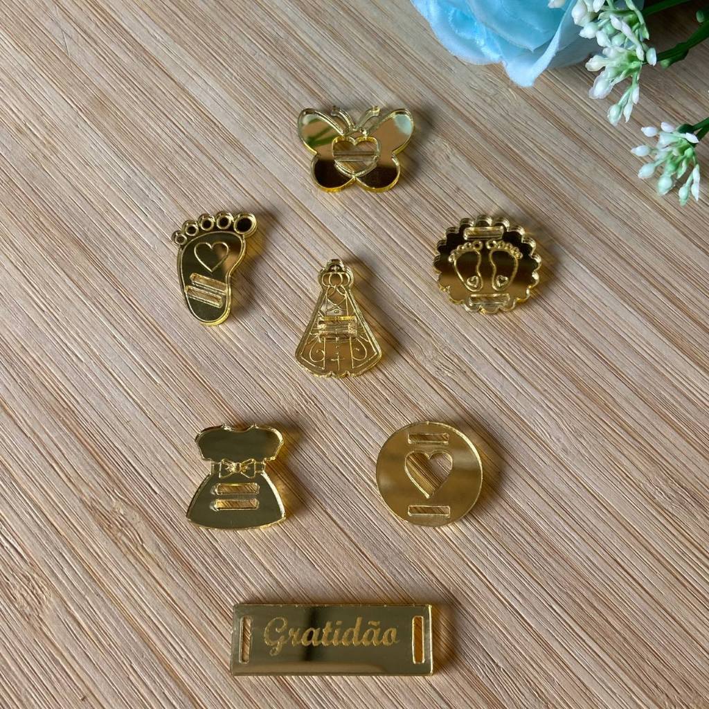 Passador Aplique Dourado  Espelhado - passante - encardenação- elástico chato-acrílico em Oferta na Shopee