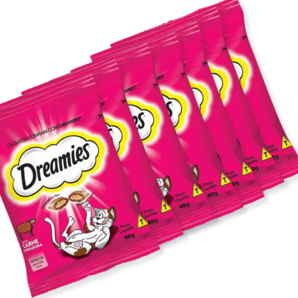 Kit 7 Petisco Dreamies para gatos Carne