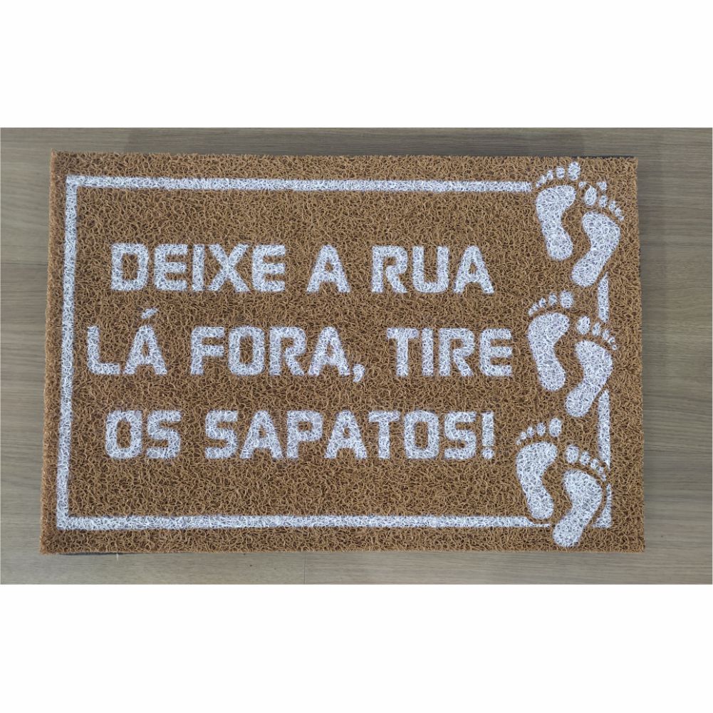 Tapete Capacho Tire Os Sapatos - 60x40 Ouro Porta Entrada Casa