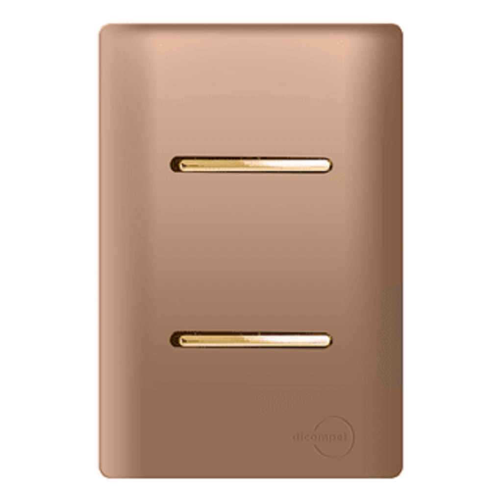 Interruptor 2 Teclas Simples Dicompel Novara Ouro Rose com Gold