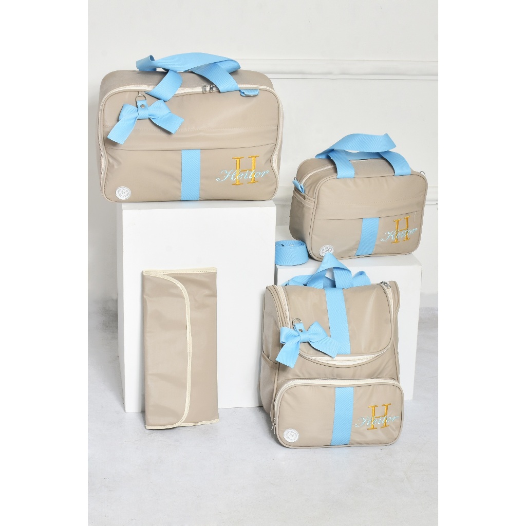 Kit De Bolsa Mala Maternidade 4 peças Personalizado Nome do Bebê