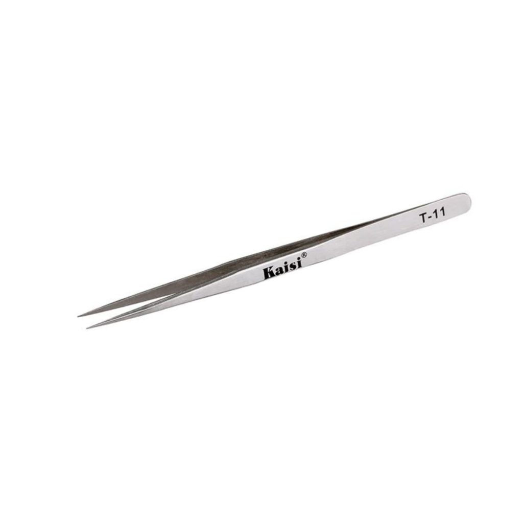 Pinça Reta De Aço Inox Antiestatica Kaisi T11 Esd Preta 00776