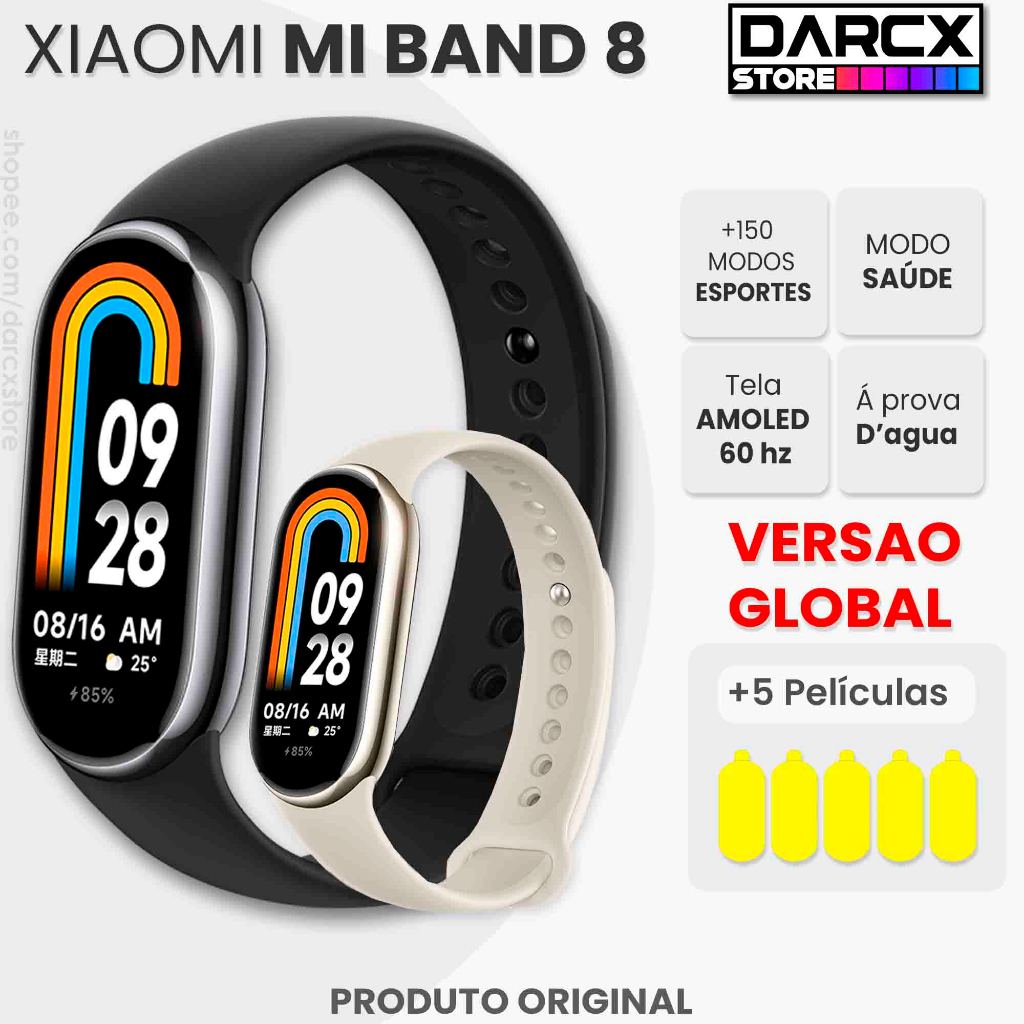 Xiaomi Mi Band 8 Original GLOBAL bluetooth 150 modos de esportes modo saúde amoled ( Já no Brasil)