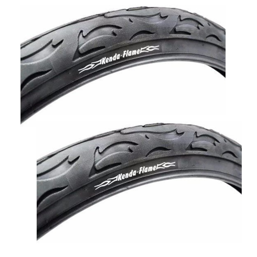 Par 2 Pneus Aro 26x2.125 Balão Slick Kenda flame Fogo bicicleta Bike mobilete Motorizada
