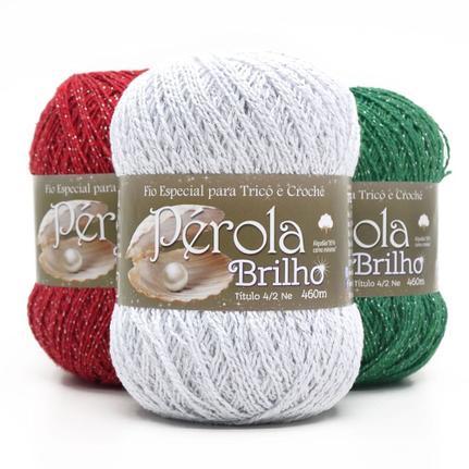 Linha Pérola com Brilho PRATA Novelo 460 metros Fio especial para crochê