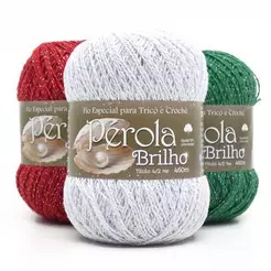 Linha Pérola com Brilho PRATA Novelo 460 metros Fio especial para crochê