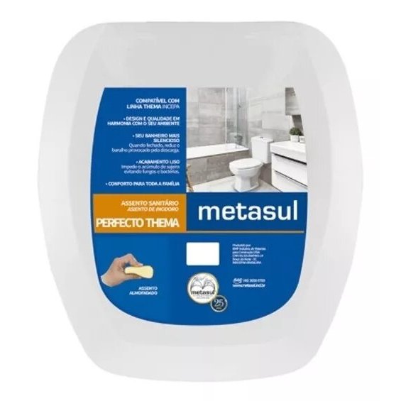 Assento Sanitário Almofadado THEMA  INCEPA - Metasul - Retangular Quadrado Incepa