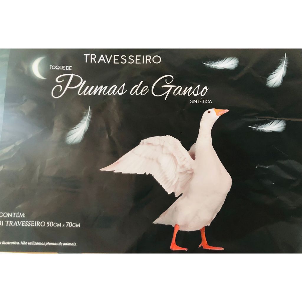 travesseiro pena de ganso pluma 1 linha top anti alérgico material sintético