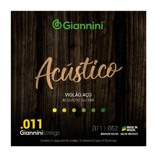 ENCORDOAMENTO GIANNINI VIOLÃO DE AÇO GESPW BRONZE 0.011 COM BOLINHA