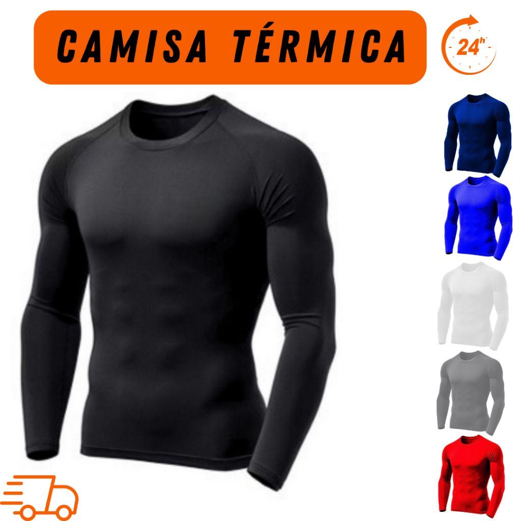 Camisa Térmica Masculina Segunda Pele proteção Uv50+ proteção contra raio solares/ envio imediato em Oferta na Shopee