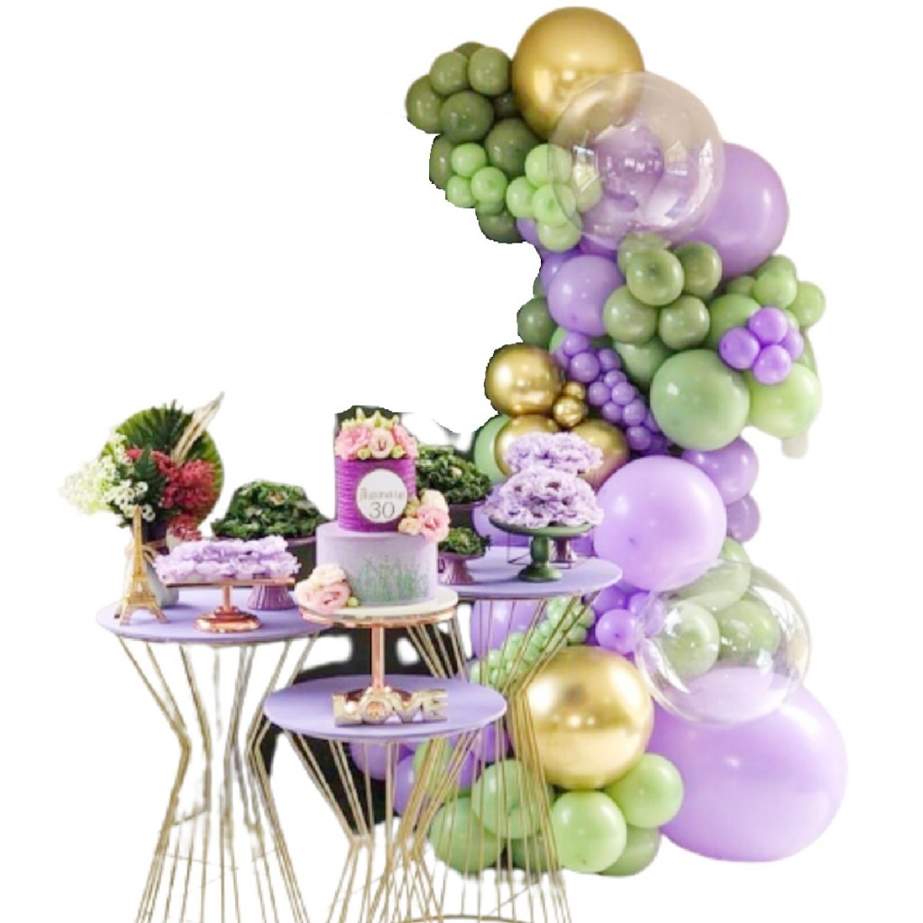 Kit Arco Balão Bexiga Verde Eucalipto Menta + Lilas + Fita Arco Decoração Festa em Oferta na Shopee