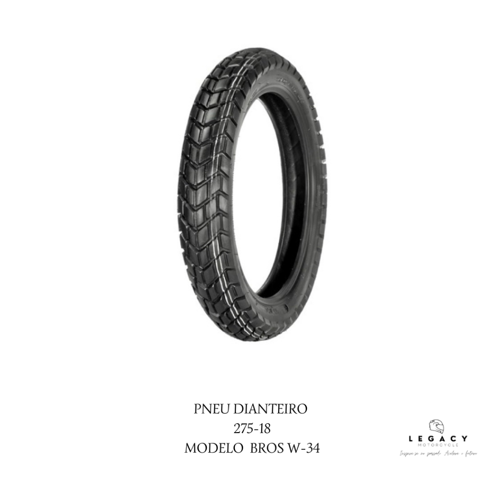 PNEU MOTO DIANTEIRO CG/YBR/TITAN/SUSUKI YES/KATANA MEDIDA 275-18 MODELO BROS W-34