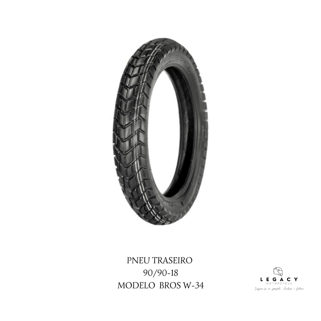 PNEU MOTO TRASEIRO CG/YBR/TITAN/TURUNA/SUSUKI/KATANA MEDIDA 90/90-18 MODELO BROS W-34