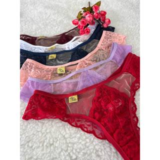 Kit 10 Calcinha Lingerie Sexy Renda Fio Dental Tanga Adulto Forro 100% Algodão