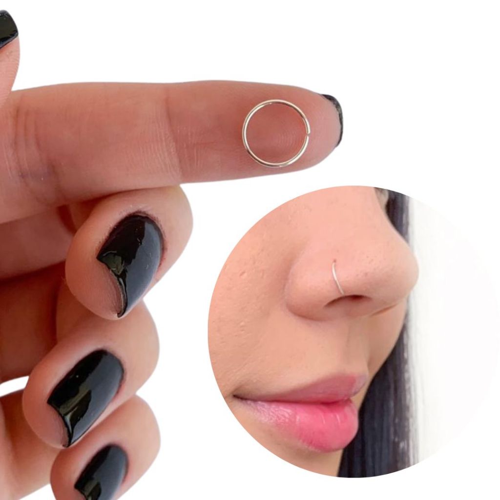 Piercing de Nariz Argola Tradicional  Prata 925 em Oferta na Shopee