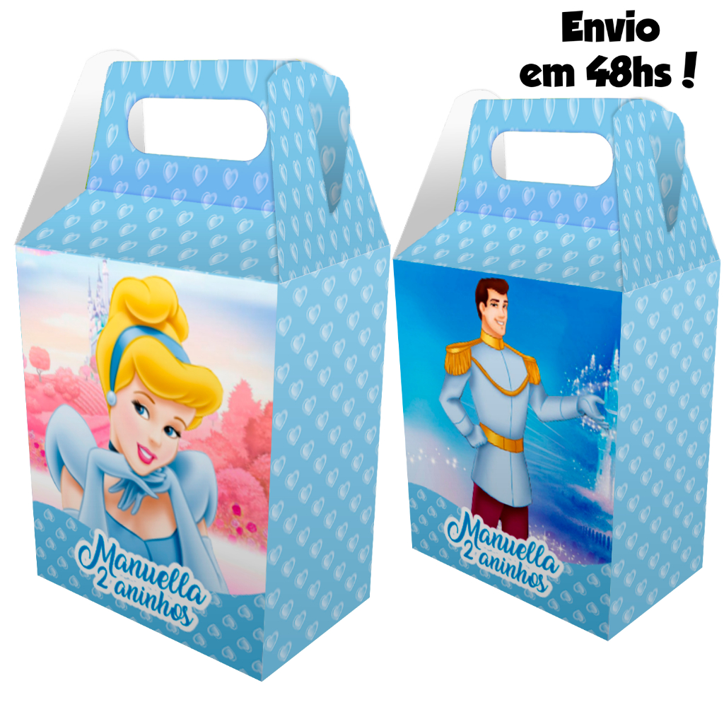 10, 20, 30 ou 40 caixa maleta personalizada cinderela e principe kit festa de aniversário (envio rápido)