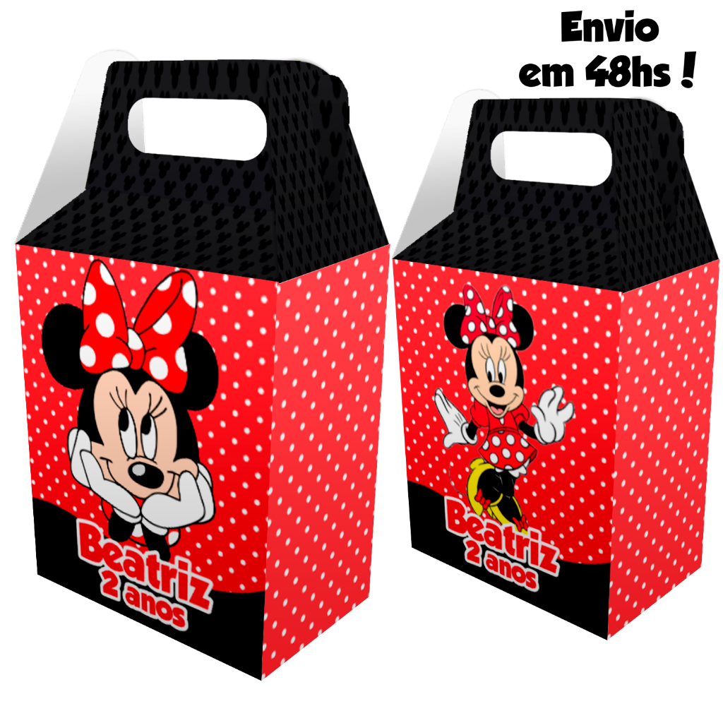 10, 20, 30 ou 40 caixa maleta personalizada minnie vermelha kit festa de aniversário (envio rápido) 2 em Oferta na Shopee