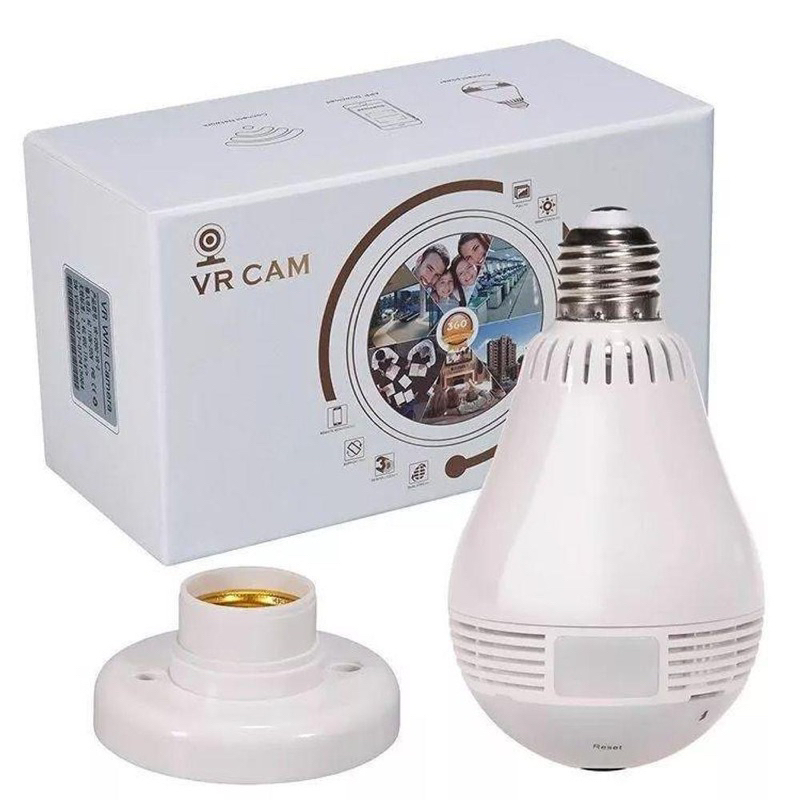 Camera Ip Seguraca Lampada Vr 360 Panoramica Espia Wifi V380 Infravermelho