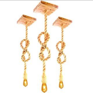 Kit 3 Pendente C/Sisal Rustico Interno/Externo