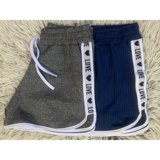 Kit 2 Shortinhos Femininos Modelo Love Short em Malha Canelada