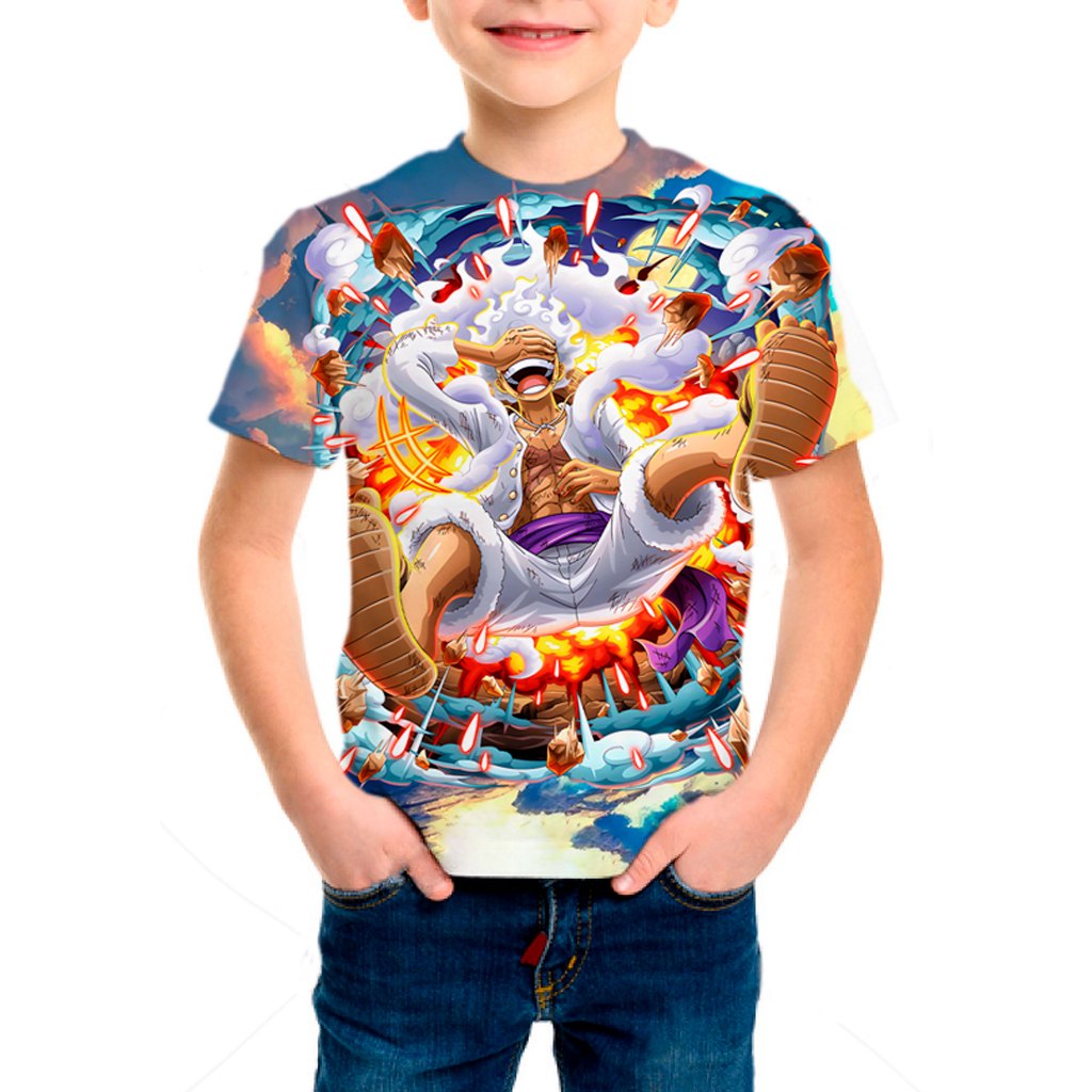 Camiseta Infantil One Piece Monkey D Luffy Gear 5 Mod 04